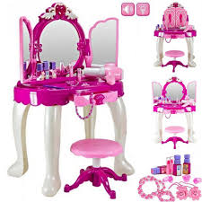 Glamour Mirror Makeup Dressing Table Stool Playset Toy Vanity Light Music Kids Dressing Table Vanity Mirror Kids Vanity Dressing Table Vanity