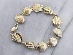 Dusty pink mix gold, green/white mix gold, yellow mix gold. Gold Seashell Link Bracelet