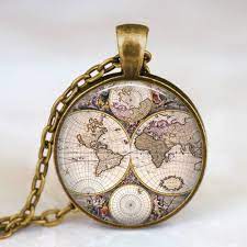 World Map Necklace World Map Pendant World Map Jewelry World Map Necklace Map Jewelry Map Necklace