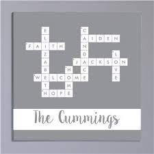 Personalized Family Name Crossword Wood Framed Wall Sign Giftsforyounow