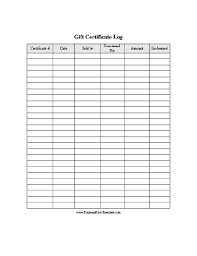 Gift Certificate Log Template Printable Gift Certificate Gift Certificate Template Spa Gift Certificate