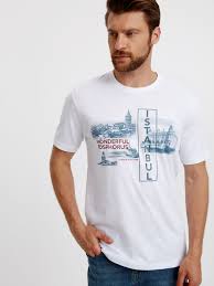 Istanbul Temali Bisiklet Yaka Kisa Kollu Tisort 8s9846z8 K7u Lc Waikiki Tisort Erkek Tisort Mankenler