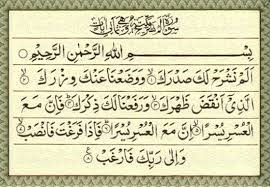 Alam narshoh surasi ibn sirin (r.a.)ning aytishicha, tushda alam nashroh surasini o'qiyotganin ko'rsa, qiyinchilik unga oson bo'lishiga dalildir. Alam Nasroh