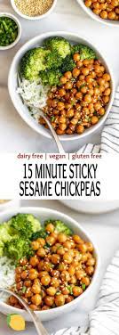 Easy Vegan Sticky Sesame Chickpeas Eat With Clarity Recipe Vegetarian Meal Prep Chickpea Recipes Easy Quick Vegan Meals