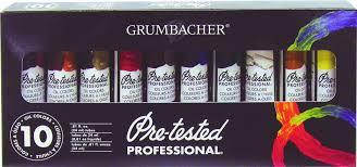 Grumbacher Pre Tested Oil Paint 24ml 0 81 Oz Tube 10 Color Set P1030g