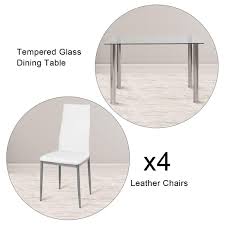 Maybe you would like to learn more about one of these? White And Silver Tangkula 5 Pcs Dining Table Set Modern Tempered Glass Top And Pvc Leather Chair W 4 Chairs Dining Room Kitchen Furniture Dining Room Sets Home Urbytus Com