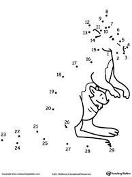 Learning To Count By Connecting The Dots 1 Through 29 Drawing A Kangaroo Dot Worksheets Connect The Dots Australia For Kids