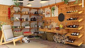 Обустройство летней кухни в загородном доме деревянной мебелью