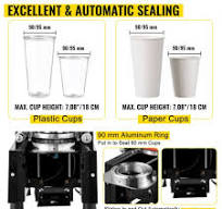 VEVOR Máquina de sellado de tazas Máquina de té de burbujas de 95 mm  Automática 500-650 tazas/h Sellador de tazas negro con control digital para  ...