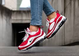 Fancy Nike Air Max 98 White Gym Red Womens Nike Air Max Nike Air Max Sale Nike