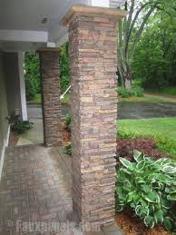 Our pillar panels are easy to install and cast from natural stone, ensuring an authentic look and feel. 60 Best Brick Column Pillar Solar Light Ideas Porch Columns Brick Columns Driveway Entrance