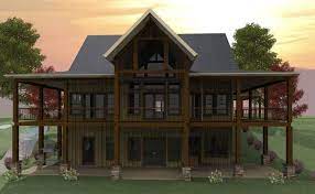 3 Bedroom Open Floor Plan With Wraparound Porch And Basement Basement House Plans Lakefront Homes House Plans One Story