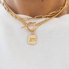 Toggle Clasp Necklace Toggle Pendant Layering Chain Necklace Thick Chain Necklace Sterling Silver Or 14k Gold Filled In 2021 Thick Chain Necklace Necklace Custom Word Necklace