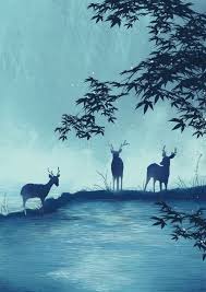Anime Night Light And Deer Image Art Cg Art Moose Art