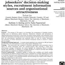 Are you living in accra in greater accra region? Pdf An Exploratory Study Of Jobseekers Decision Making Styles Recruitment Information Sources And Organisational Attractiveness