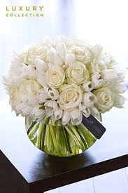 White Rose And Tulip Globe Tulips Arrangement White Floral Arrangements Flower Arrangements