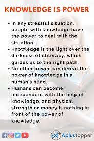 Speech On Knowledge Is Power Knowledge Is Power Speech For Students And Children In English A Plus Topper