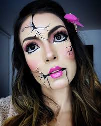 Easy Halloween Makeup Tutorials For Women Cracked Doll Halloween Makeup Halloween Doll Makeup Halloween Halloween Makeup Tutorial Easy Halloween Makeup Easy
