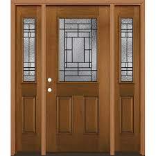 Masonite Pembrook 64 In X 80 In Wood Half Lite Right Hand Inswing Woodhaven Stained Prehung Single Front Door With Sidelights With Brickmould Lowes Com Entry Doors Entry Door With Sidelights Easy Install Doors