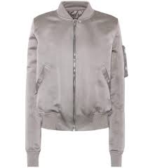 Black And White Satin Bomber Jacket Rick Owens Satin Bomber Jacket In Dark Dust Modesens Satin Bomber Jacket Bomber Jacket Classic Bomber Jacket