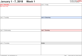 Blank weekly calendars printable calendar template printable. 2018 Weekly Calendar Template Printable Year Calendar