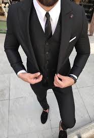 You can dress it down, though—try a black satin necktie or a black and white bow tie in a pattern. Giorgenti New York Custom Suits Custom Shirts Tuxedo Black Suit Men Wedding Suits Men Black Mens Fashion Suits