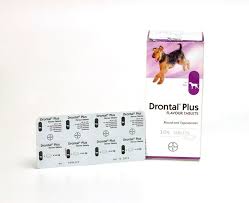 Drontal® plus (praziquantel/pyrantel pamoate/febantel) is an oral deworming medication that kills and removes intestinal worms in dogs and puppies with caution: Drontal Plus Tablet For Dogs Deworming