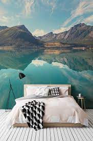 Create A Tranquil Setting In Your Bedroom With This Beautiful Mountain Landscape Wallpaper Bedroom Home Decor Bedroom Mural Wallpaper