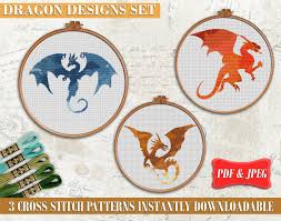 Dragons Cross Stitch Pattern Animal Cross Stitch Pattern Etsy Dragon Cross Stitch Fantasy Cross Stitch Animal Cross Stitch Patterns