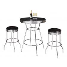 Nordic iron bar table casual solid wood table and chairs combination coffee tea shop long table home against the wall high table. Remington Chrome And Black 3 Piece Pub Table Set Royal Swimming Pools