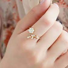 Korean Fashion Style Crystal Ring Twisted Leaves Wishful Flowers Open Ring Extravagance Female Index Finger Ri Fashion Rings Wedding Jewelry Engagement Jewelry