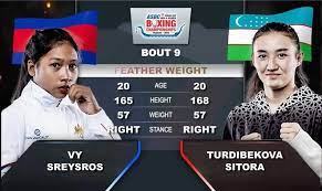 ASBC Asian U22 Boxing Championships Bangkok 2023 - Day2 - Uzbekistan's  Sitora Turdibekova defeated Cambodia's Vy Sreysros at the women's  featherweight (57kg) 🇹🇭🇹🇭🇹🇭 #boxing #ASBC2023 #Bangkok2023  #Thailand2023 #U22 #AsianChampionships2023 #THA ...