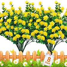 Here are five tips to make your fake look as good as the real deal. Amazon Com Turnmeon Artificial Flowers Outdoor 8 Bundles Faux Flowers Plants Outdoor Uv Resistant Greenery Shrubs Plants Artificial Fake Flowers Indoor Outside Hanging Planter Home Garden Decor Yellow Kitchen Dining