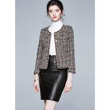 Gilets et vestes pour femme fabriqués en bretagne. Veste En Laine Femme A Manches Longues Col Rond Slim Nouvel Hiver 2020 Avec Bouton Bureau Dame Marron Marron Cdiscount Pret A Porter