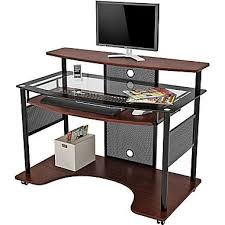 Z Line Designs Cyrus Workstation Glass Desk Cherry At Staples Glass Desk Desk Workstation