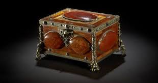 Download Casket Amber Plaques In Silver Gilt Mounts Lid With Oval Convex Panel Six Quatrefoil Panels On Sides Each Engraved Wit Casket British Museum Trinket Boxes