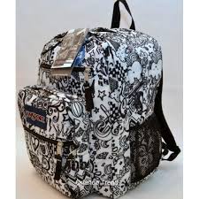 Black And White Jansport Backpack Jansport Big Student Backpack In Black And White Doodle Jansport Backpacks Big Student Black And White Doodle Puppy Backpack
