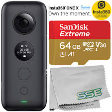 insta360 one x action camera with sandisk extreme 64gb microsdxc memory card bundle