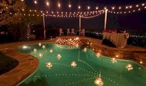 Spectacular Swimming Pool Lights Are Vital For Limitless Swimming Day And Night Time Backyard Wedding Pool Pool Wedding Decorations Pool Wedding