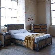 Walker edison furniture company we furniture bed/headboard, queen, brown. Kingsize Industrial Bed Frame Handcrafted Furniture Etsy