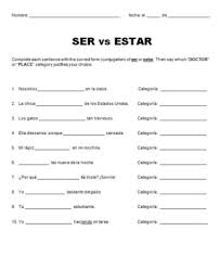 You have 15 incorrect answers. Ser Vs Estar Practice Worksheets Teaching Resources Tpt