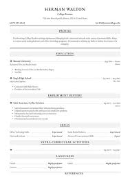 Student Resume For University Application