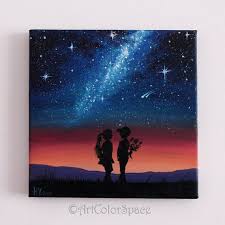 Love Painting Galaxy Painting Milky Way Children Love Couple Etsy Galaxy Painting Canvas Painting Small Canvas Paintings
