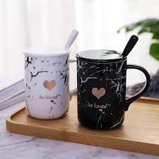 Be Loved Modern Beautiful Ceramic Mug With Lid Spoon Tea Milk Coffe Missmangocathy X Familight In 2020 Ceramic Mug With Lid Mugs Unique Coffee Mugs