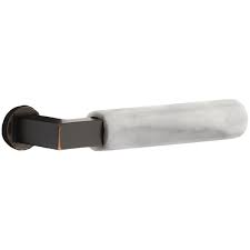 Emtek privacy set style 8 rosette cortina lever satin nickel rh. Emtek 520mrwhus10b Oil Rubbed Bronze White Marble Privacy Door Lever Set From The Select Brass Collection Handlesets Com