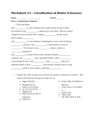 Done physical and chemical changes. Classification Of Matters Worksheet 2 Answers Chemical Compounds Reactivity Chemistry