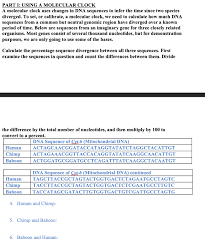 Calculate the weighting multiplier using this equation Part I Using A Molecular Clock A Molecular Clock Chegg Com