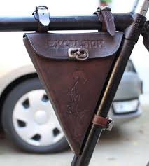 Tool Bag Leather Bicycle Frame Bag Triangle Bag Excelsior Tooled Leather Bag Bicycle Bag Frame Bag