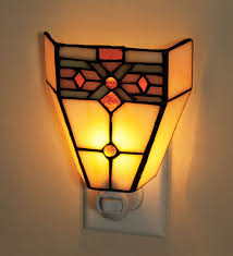 Tiffany Style Stained Glass Mission Style Night Light Plowhearth