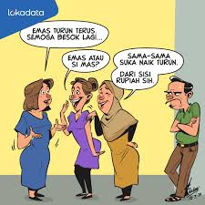 11 obrolan lucu suami dan istri ini dijamin bikin ngakak. Kartun Harga Emas Turun Saatnya Ambil Lepas Atau Ngobrolin Aja Kartun Investasi Emas